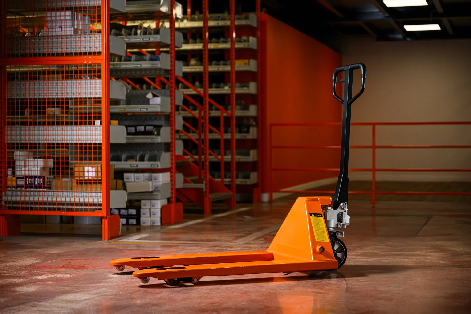 Transpallet manuale idraulico OrangeLift, forche e rulli per pallet