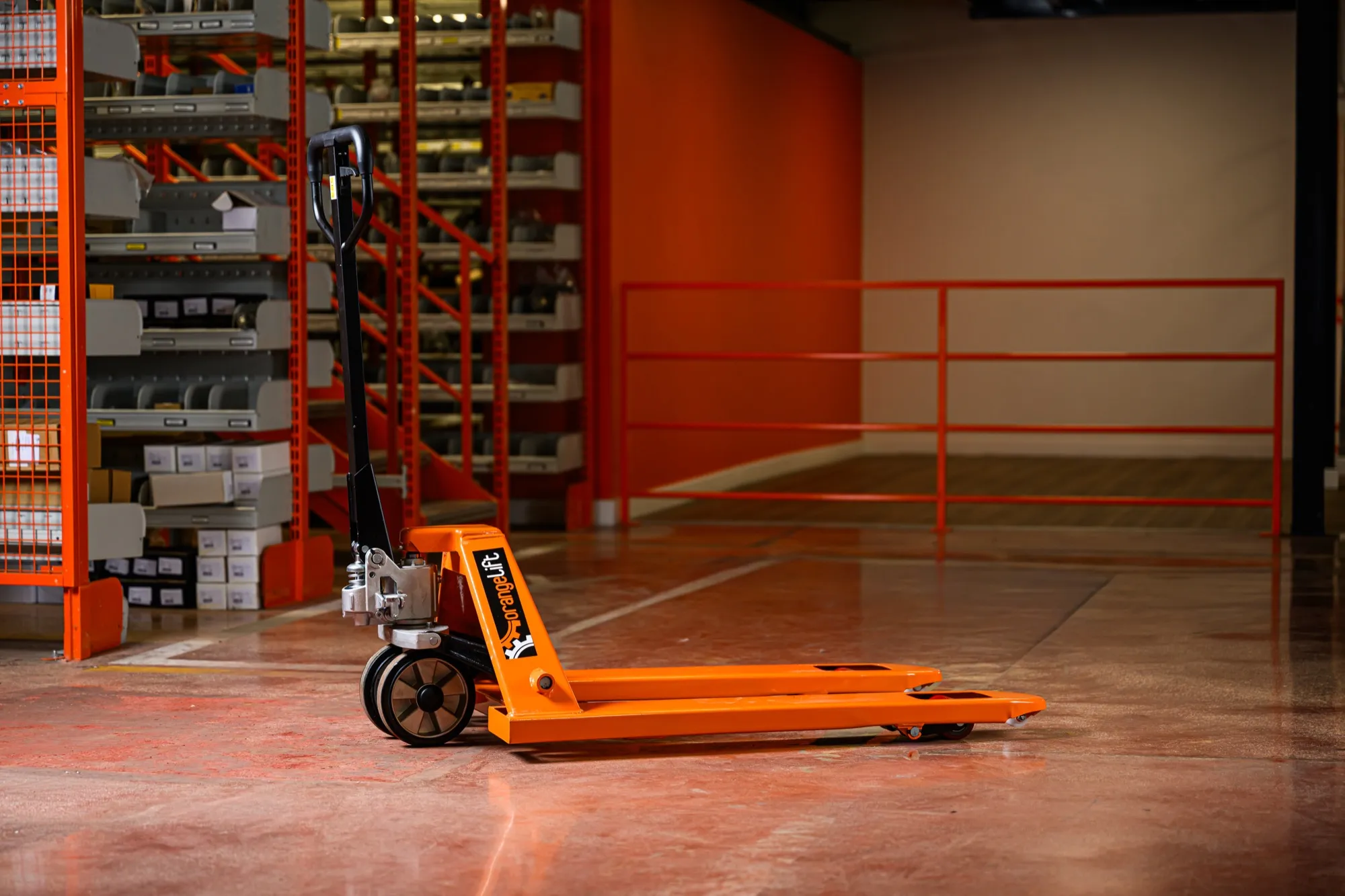 Transpallet manuale 2500 kg OrangeLift professionale con timone ergonomico
